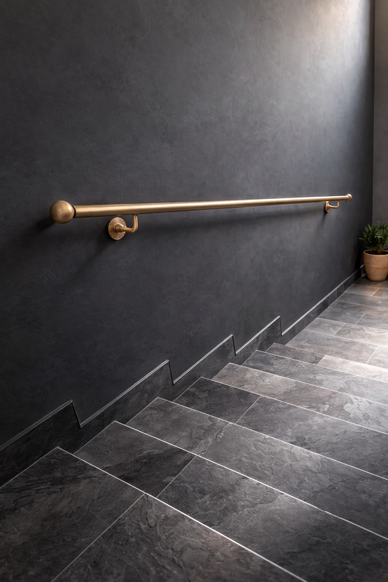 Brass Handrail – Wall Mounted Stair Railing, Unlacquered Brass Wall Mounted Grab Bar