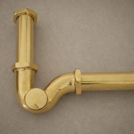 Unlacquered Brass P-Trap- Under sink P-Trap with Push Up Button